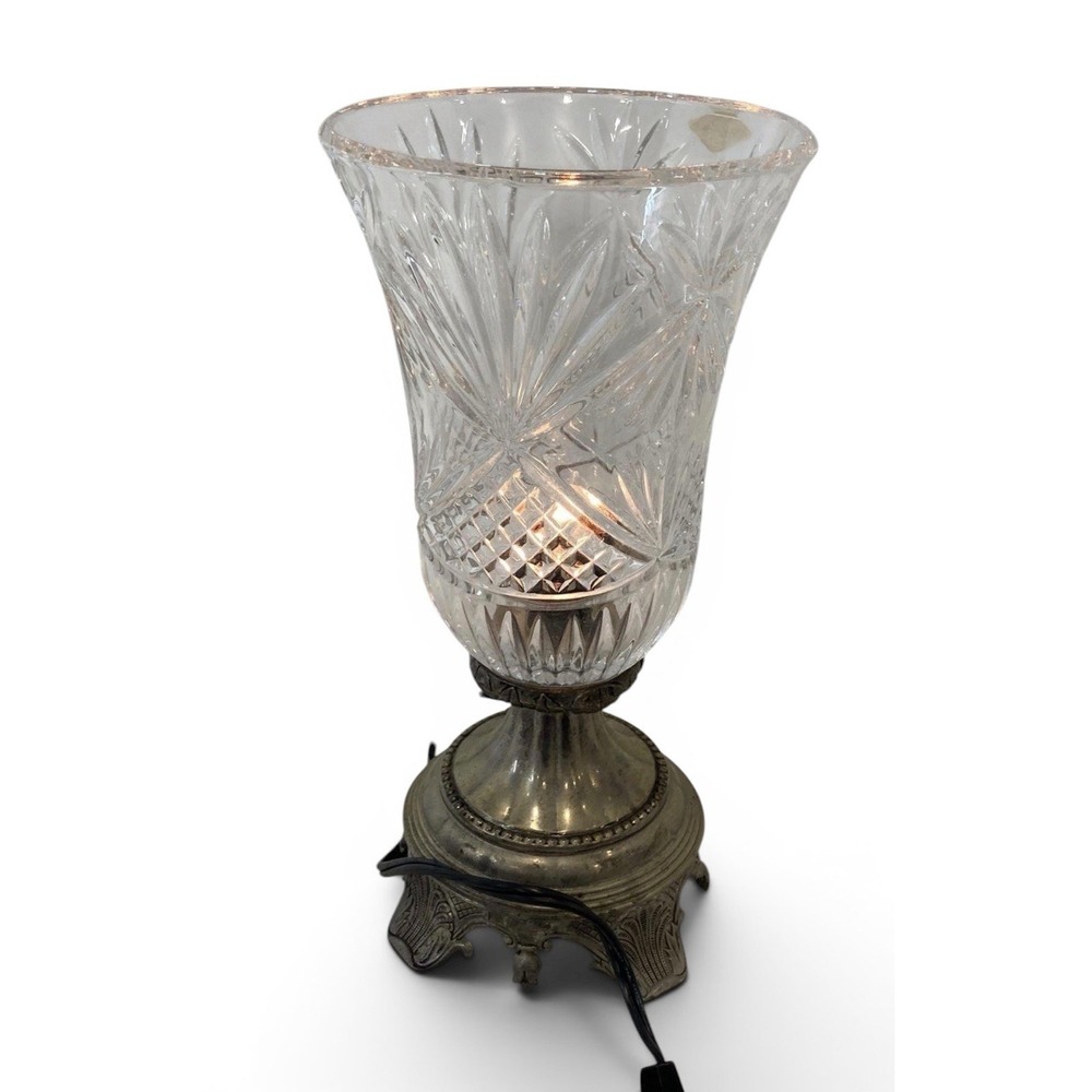 Vintage Shannon Irish Crystal Boudoir Lamp Brass Base By Godinger Art Co